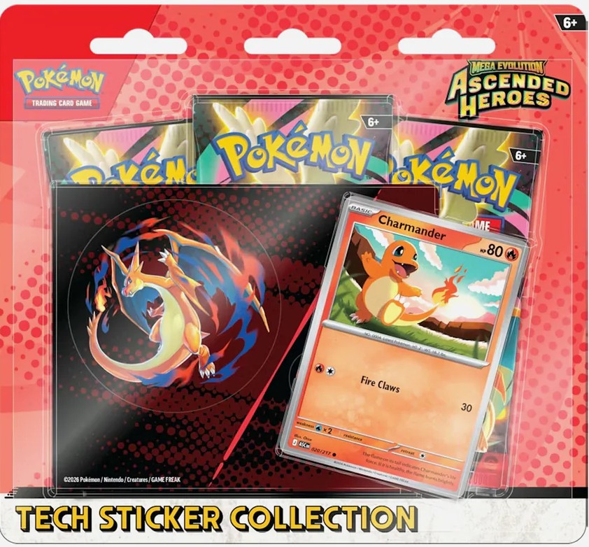 Pokemon Mega Evolution Ascended Heroes Charmander Tech Sticker Collection